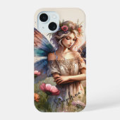 Fantasy Watercolor Fee met gepersonaliseerde naam iPhone 15 Case (Achterkant)