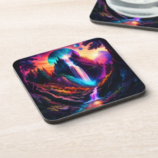 Fantasy Waterfall Bier Onderzetter (Linkerzijde)