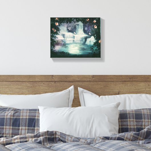 Fantasy Waterfall Cascade Canvas Afdruk (Insitu (Slaapkamer))