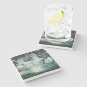 Fantasy Waterfall Cascade Stenen Onderzetter (Zijkant)