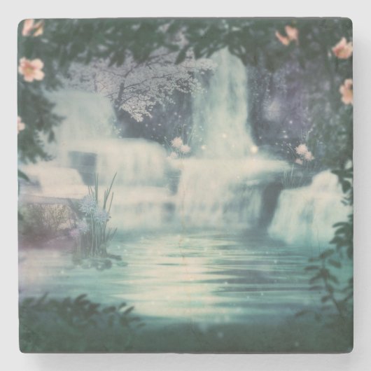 Fantasy Waterfall Cascade Stenen Onderzetter (Voorkant)