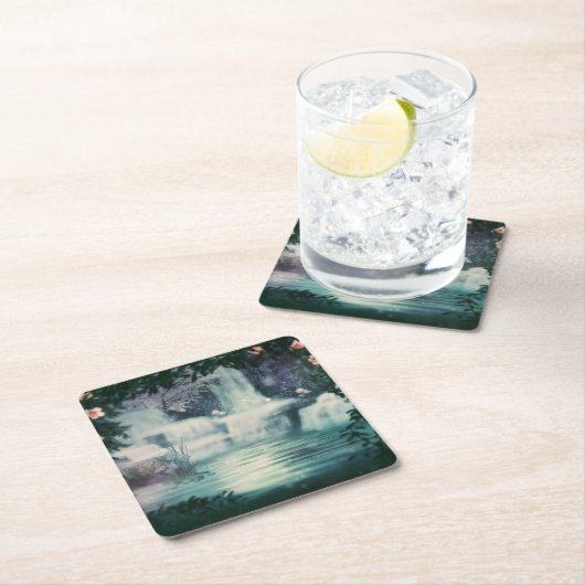 Fantasy Waterfall Cascader Kartonnen Onderzetters (Insitu)