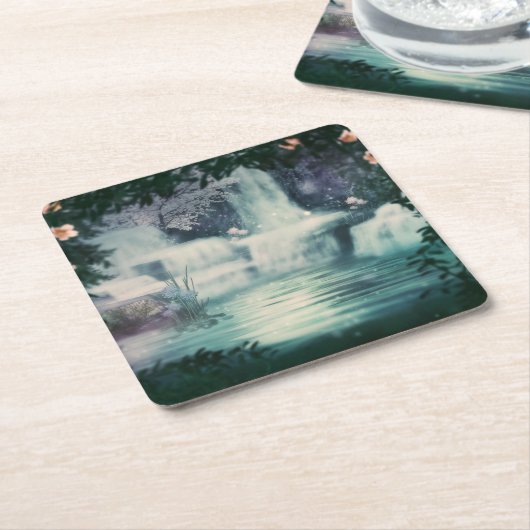 Fantasy Waterfall Cascader Kartonnen Onderzetters (Schuin)