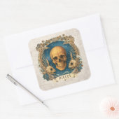 Fantasy  Waterman Dierenriem Teken Unieke Schedel Vierkante Sticker (Envelop)