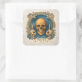 Fantasy  Waterman Dierenriem Teken Unieke Schedel Vierkante Sticker (Tas)