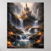 Fantasy Waterval Kasteel Poster (Voorkant)