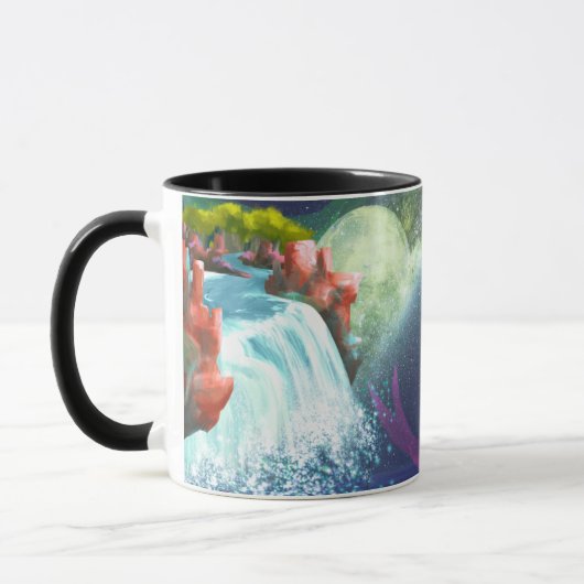 Fantasy-watervallandschap-kunst-koffiemok Mok (Links)