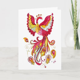 Fantasy Waterverf Firebird of Red Phoenix Bird Kaart