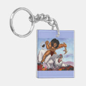 Fantasy Waterverf Illustratie Beest rijden Tijger Sleutelhanger (Voorkant Links)