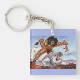 Fantasy Waterverf Illustratie Beest rijden Tijger Sleutelhanger