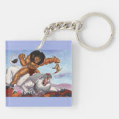 Fantasy Waterverf Illustratie Beest rijden Tijger Sleutelhanger (Achterkant)