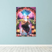 Fantasy Waterverf kunst van Lantern-Lit boot Canvas Afdruk (Insitu (Houten vloer))