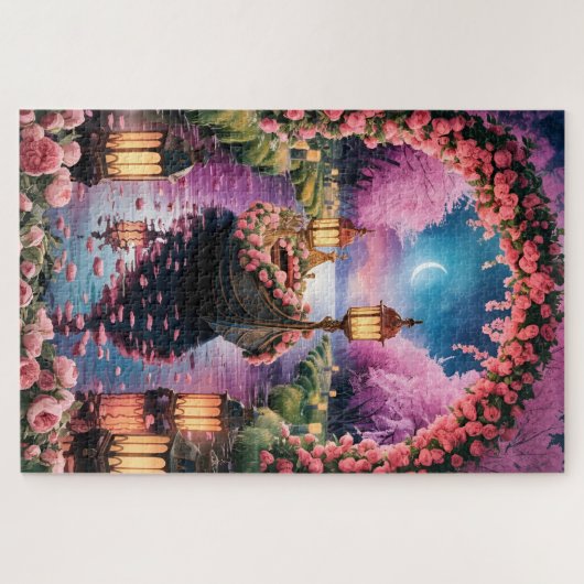 Fantasy Waterverf kunst van Lantern-Lit  boot Legpuzzel (Horizontaal)