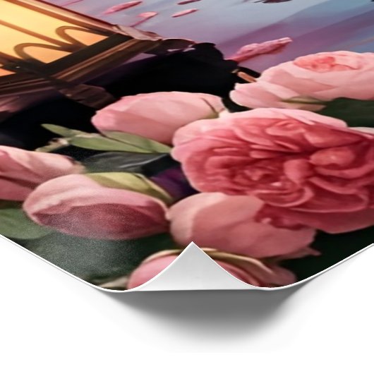 Fantasy Waterverf kunst van Lantern-Lit  boot Perfect Poster (Hoek)