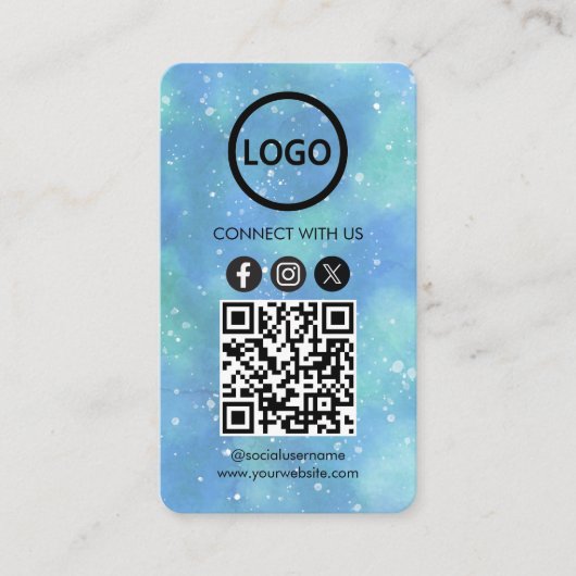 Fantasy Waterverf lichtblauw Custom Kaarten modern Visitekaartje (Voorkant)
