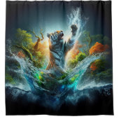 Fantasy Waterverf Tijger Douchegordijn (Voorkant)