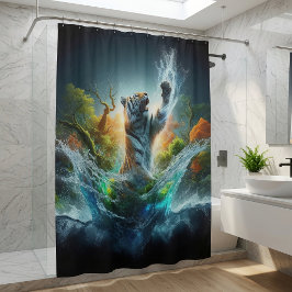 Fantasy Waterverf Tijger Douchegordijn