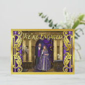 Fantasy Wedding Faux Gold Foil Medieval Verloving Kaart (Staand voorkant)