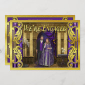 Fantasy Wedding Faux Gold Foil Medieval Verloving Kaart (Voorkant / Achterkant)