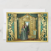 Fantasy Wedding Gold Glitter Middeleeuwse Foto Lij Save The Date (Voorkant)