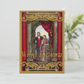 Fantasy Wedding Warm Gold Medieval Verloving Kaart (Staand voorkant)