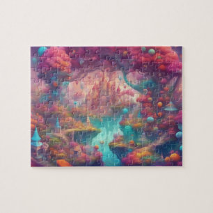 Fantasy Wereld Kleurrijk Magisch Kasteel Legpuzzel