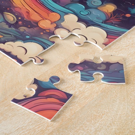 Fantasy wereld kleurrijke magische hemel met Schat Legpuzzel (Zijkant)