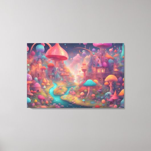 Fantasy Wereld Kleurrijke Waterverf Castle Canvas Afdruk (Voorkant)