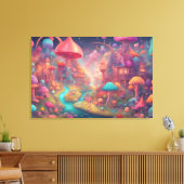 Fantasy Wereld Kleurrijke Waterverf Castle Canvas Afdruk (Insitu (Woonkamer))