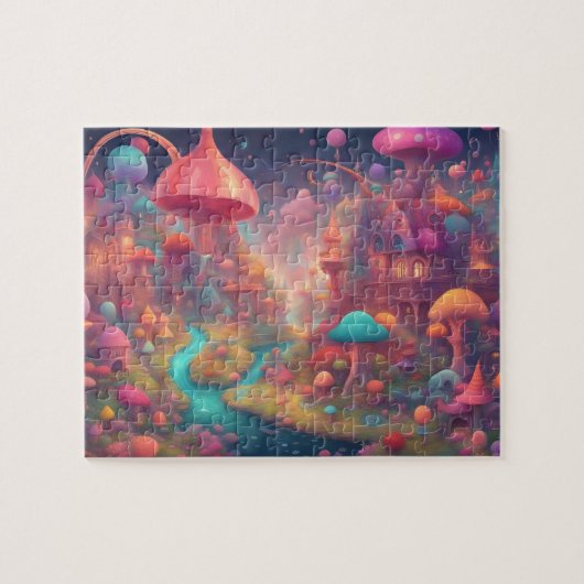 Fantasy Wereld Kleurrijke Waterverf Castle Legpuzzel (Horizontaal)