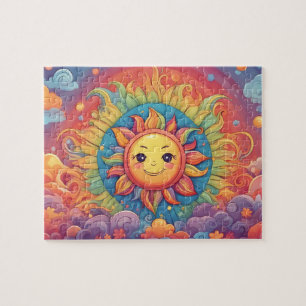 Fantasy wereld kleurrijke zon legpuzzel