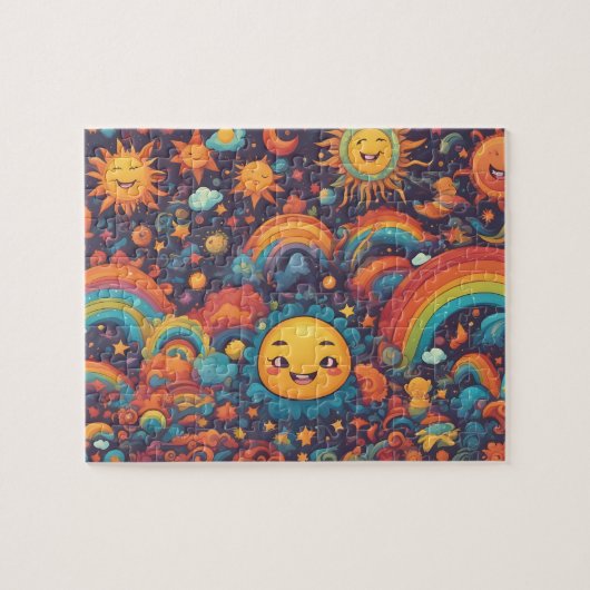 Fantasy wereld kleurrijke zon legpuzzel (Horizontaal)