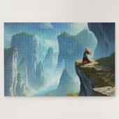 Fantasy Wereld met een Vrouw op een Cliff Puzzel (Horizontaal)