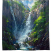 Fantasy Wereld Waterval Douchegordijn (Voorkant)