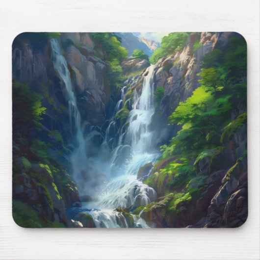 Fantasy Wereld Waterval Muismat (Voorkant)