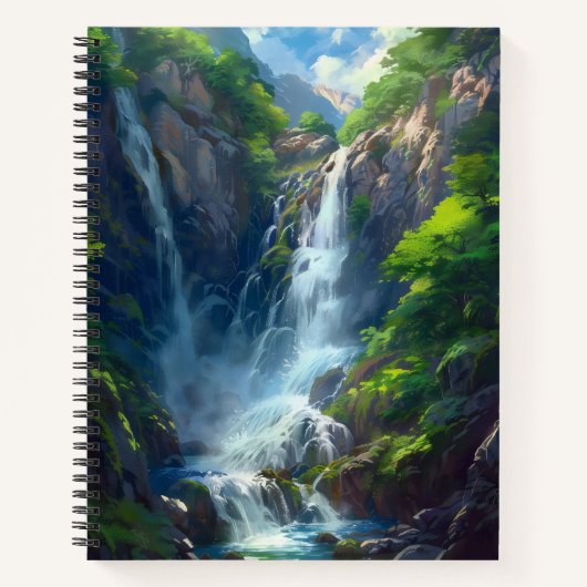Fantasy Wereld Waterval Notitieboek (Voorkant)
