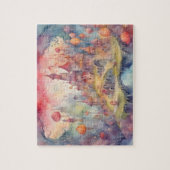 Fantasy Wereld Waterverf Kleurrijk Kasteel Legpuzzel (Verticaal)