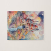 Fantasy Wereld Waterverf Kleurrijk Kasteel Legpuzzel (Horizontaal)