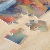 Fantasy Wereld Waterverf Kleurrijk Kasteel Legpuzzel (Zijkant)