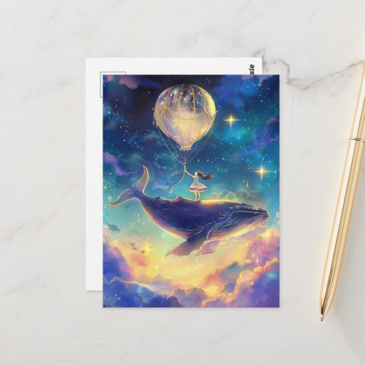 Fantasy Whale Ride in de Wolken Briefkaart (Voorkant / Achterkant in situ)