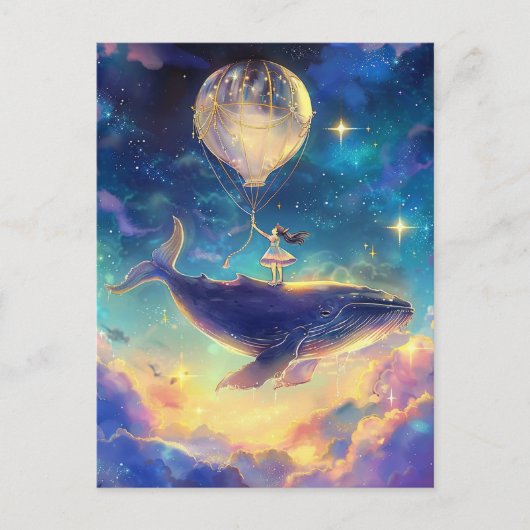 Fantasy Whale Ride in de Wolken Briefkaart (Voorkant)