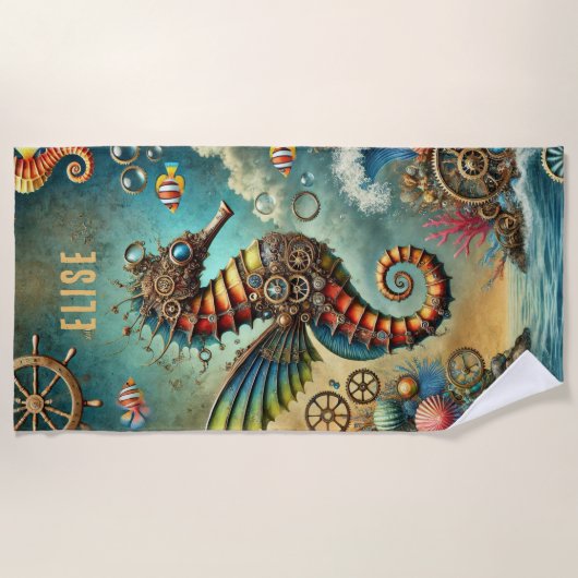 FANTASY WHIMSICAL STEAMPUNK ZEEPAARDJE STRANDLAKEN (Voorkant)