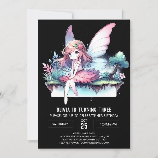 Fantasy Whimsy Fairy Verjaardag Kaart (Voorkant)