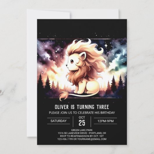 Fantasy Whimsy Lion Verjaardag Kaart (Voorkant)