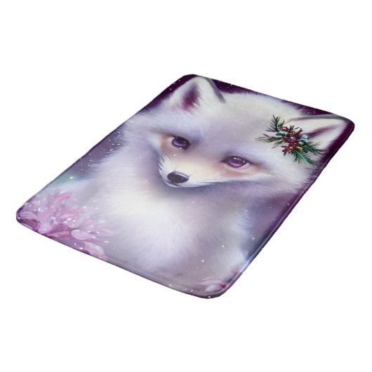 Fantasy White Baby Fox met lavendelogen Badmat (Gekanteld)