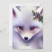 Fantasy White Baby Fox met lavendelogen Feestdagenkaart (Achterkant)