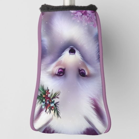 Fantasy White Baby Fox met lavendelogen Golfheadcover (Draai 90)