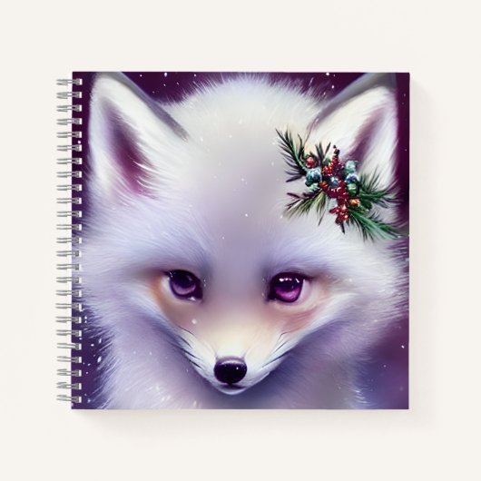 Fantasy White Baby Fox met lavendelogen Notitieboek (Voorkant)