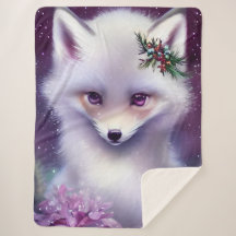 Fantasy White Baby Fox met lavendelogen