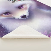 Fantasy White Baby Fox met lavendelogen Sherpa Deken (3/4)